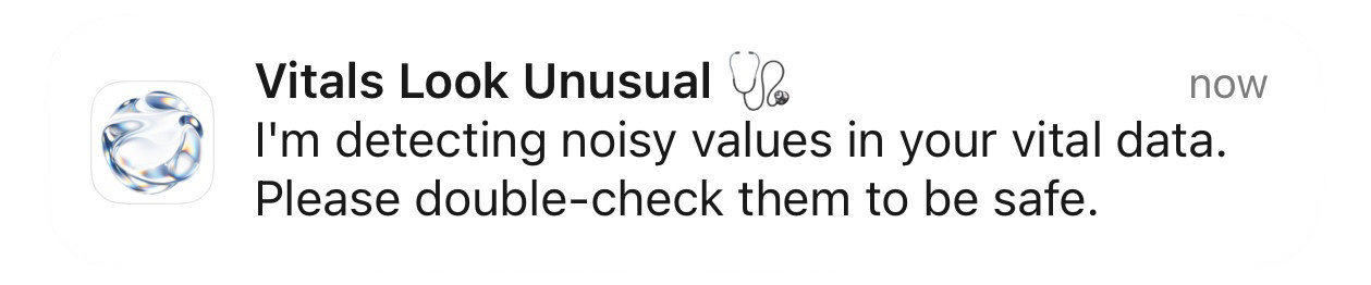 Kai Companion vital signs health monitoring notification on iPhone