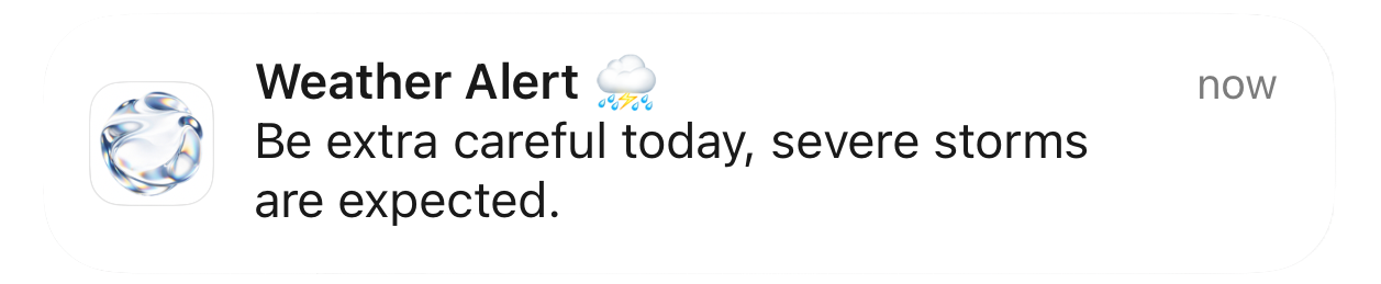 Kai Companion weather safety alert notification on iPhone